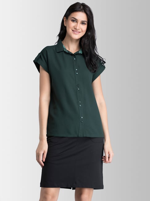 Fablestreet Green Regular Fit Shirt Price in India