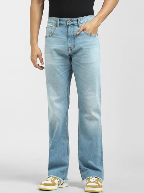 Jack Jones Light Blue Denim Cotton Bootcut Jeans
