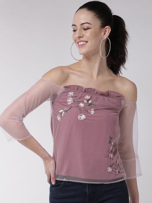 MISH Light Purple Embellished Box Top Price in India