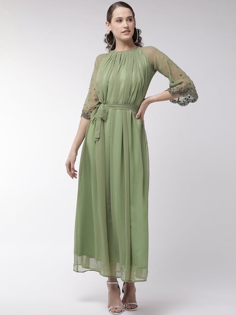 MISH Light Green Maxi Dress Price in India