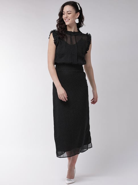 MISH Black Printed Maxi Dress Price in India