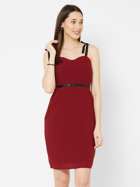 MISH Maroon A Line Dress Price in India