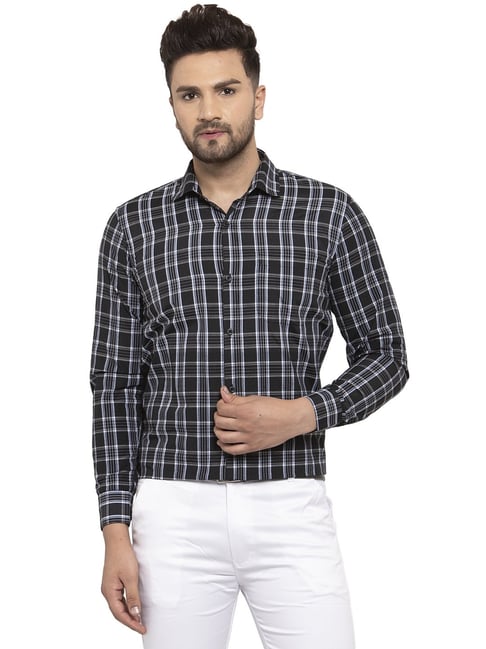 Jainish Black Regular Fit Checks Shirt-picture-16