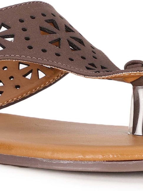 Bata Women's Brown T-Strap Sandals