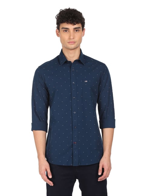 Arrow Sport Blue Cotton Regular Fit Printed Shirts