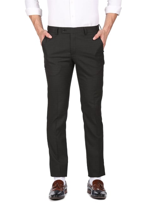 Arrow Black Regular Fit Trousers-picture-25