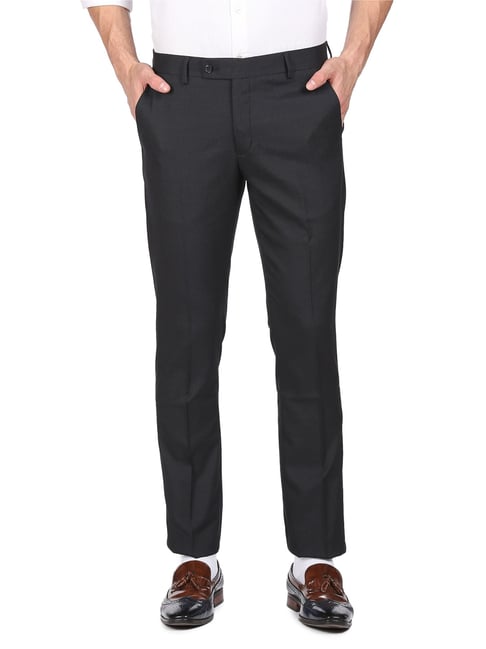 Arrow Black Regular Fit Trousers-picture-29