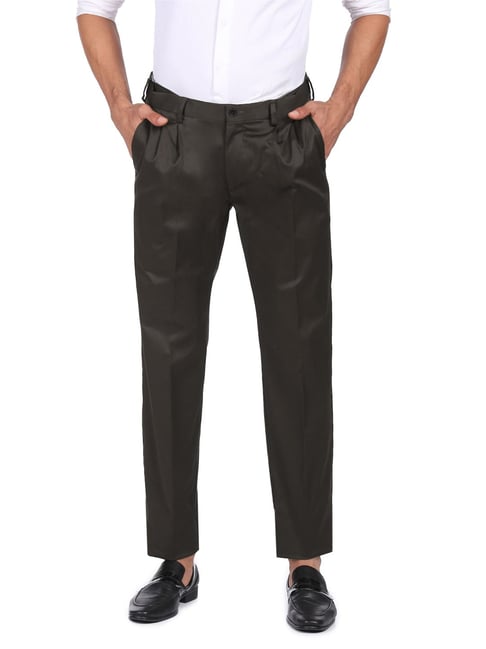 Buy Arrow Men Grey Smart Fit Autoflex Regular Fit Solid Formal Trousers -  Trousers for Men 2154693 | Myntra