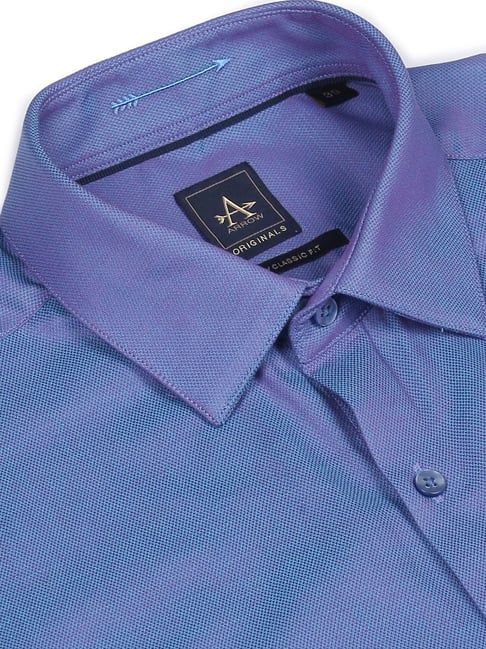 Buy Arrow Purple Cotton Regular Fit Self Pattern Shirts for Mens