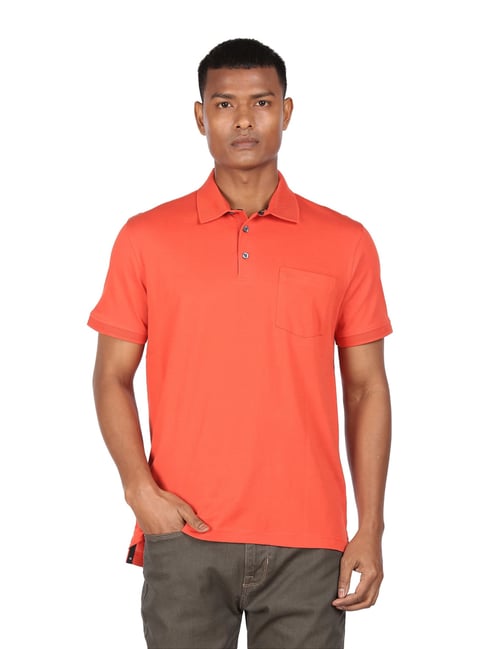 Buy Arrow Orange Cotton Regular Fit Polo T Shirts for Mens Online