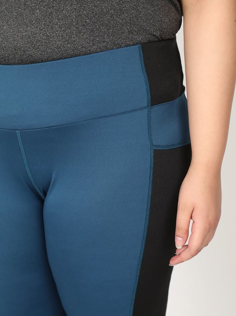 Buy Chkokko Teal Blue Color-Block Workout Leggings for Women Online @ Tata  CLiQ