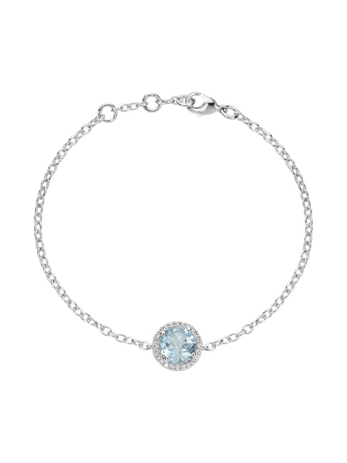 March Birthstone Bracelet - Aquamarine with Copper Peace Charm