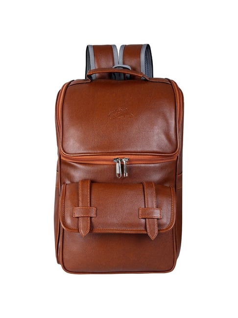 Buy Leather World Tan Medium Laptop Backpack Online At Best Price