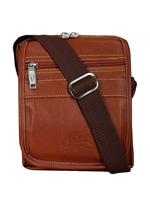 Leather World Tan Solid Medium Cross Body Bag