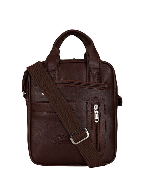 Leather World Brown Solid Medium Cross Body Bag
