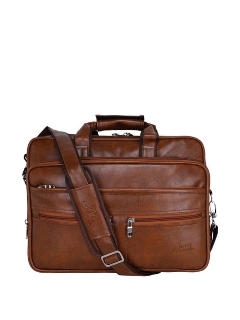 Buy Leather World Tan Synthetic Medium Laptop Messenger Bag Online