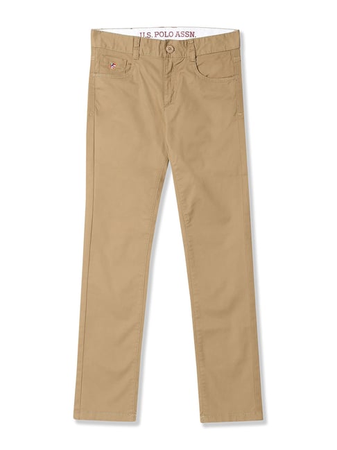 U.S. Polo Assn. Boys Light Brown Solid Trousers-picture-30