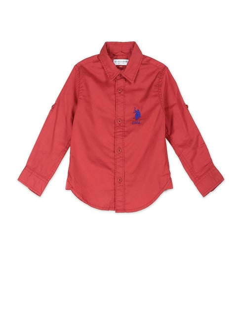 U S Polo Assn U.S. Polo Assn. Kids Dark Red Solid Full Sleeves Shirt