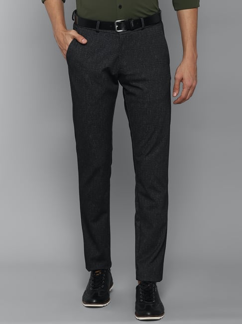 Buy Men Black Slim Fit Solid Casual Trousers Online - 256843 | Allen Solly
