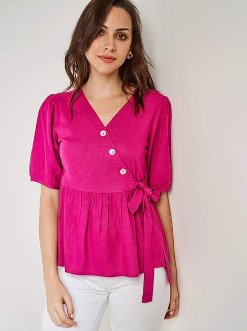 AND Pink Regular Fit Top Price in India
