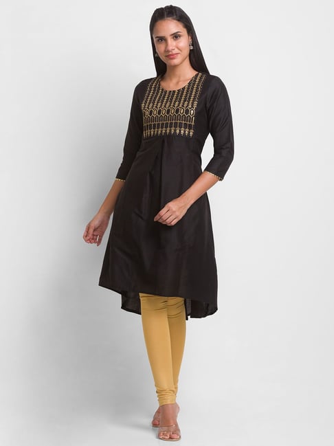 Globus Black Embroidered Kurta Price in India