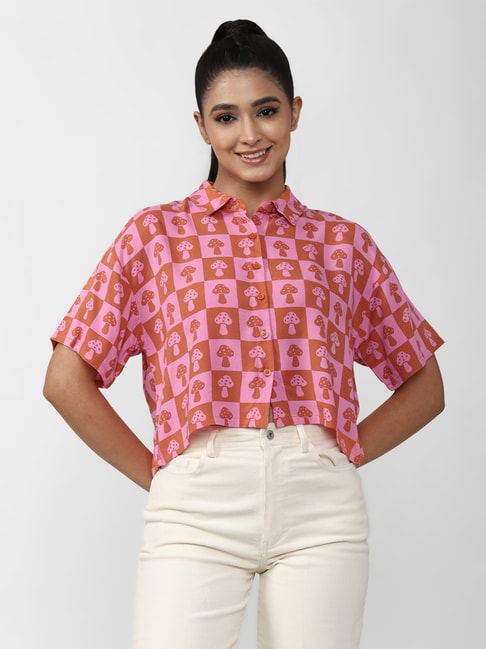 Forever 21 Pink Printed Shirt Price in India