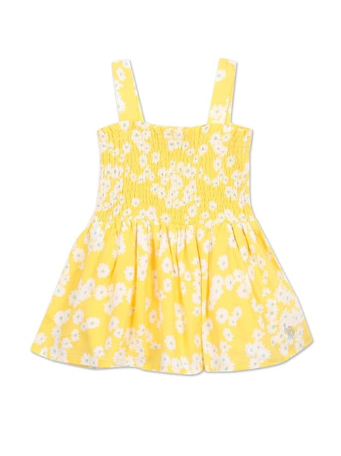 U S Polo Assn U.S. Polo Assn. Kids Yellow Floral Print Fit & Flare Dress