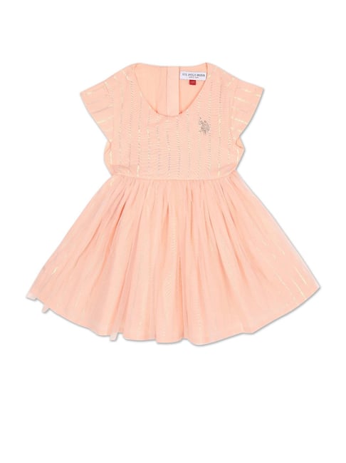 U S Polo Assn U.S. Polo Assn. Kids Peach Striped Fit & Flare Dress