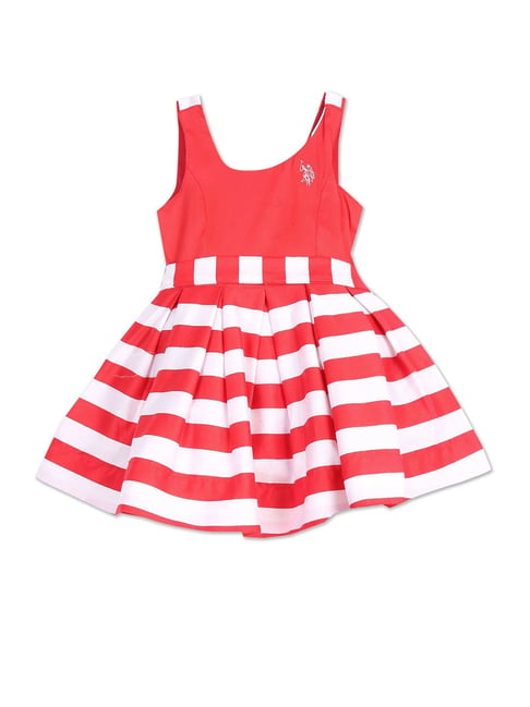 U S Polo Assn U.S. Polo Assn. Kids Red & White Striped Fit & Flare Dress