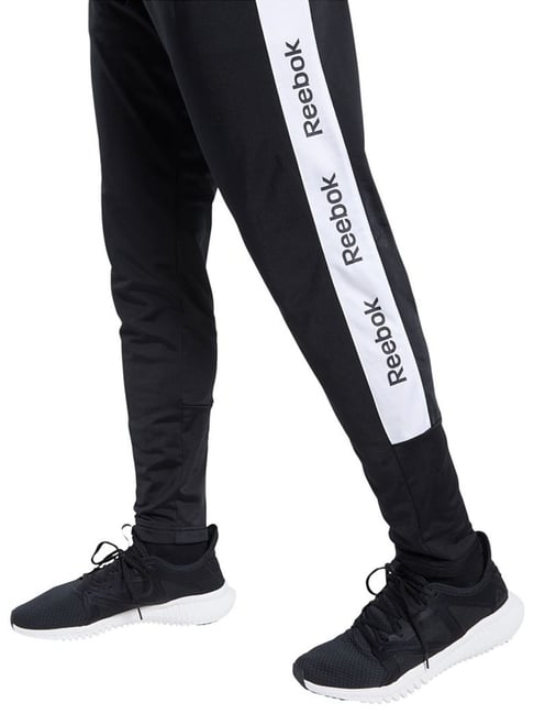 Buy Reebok Black Slim Fit Striped Track Pants for Mens Online