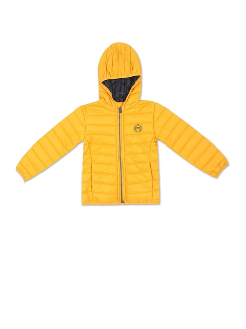 U.S. Polo Assn. Kids Yellow Quilted Full Sleeves Hooded Jacket