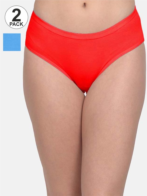mod & shy Red & Blue Hipster Panties - Pack Of 2 Price in India