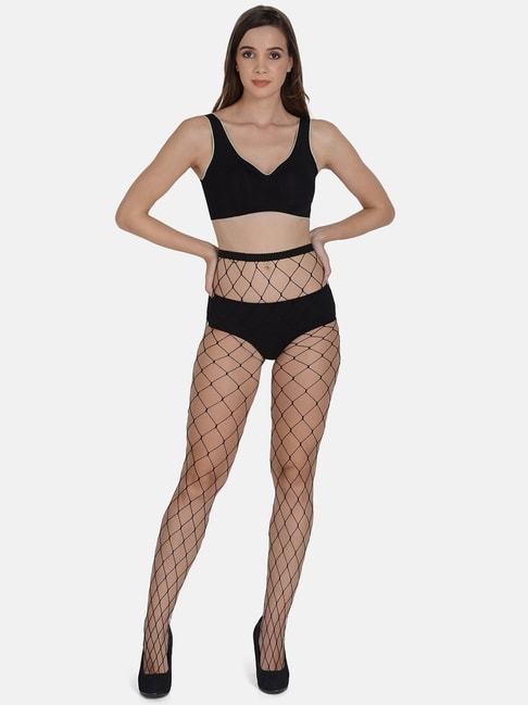 Buy mod & shy Black Fishnet Design Stockings for Women Online
