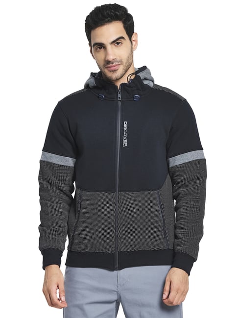 Octave Navy & Dark Grey Hooded Sweatshirt