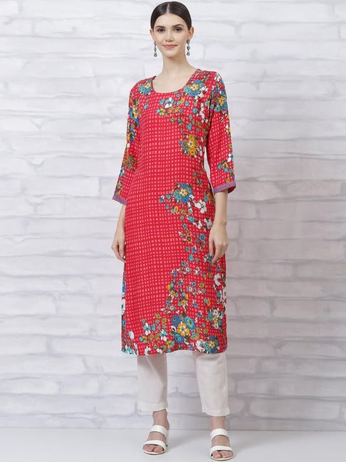 Rangriti Red Printed Straight Kurta-picture-44