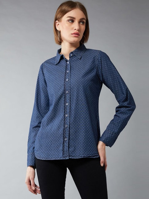 Miss Chase Navy Polka Dots Shirt Price in India