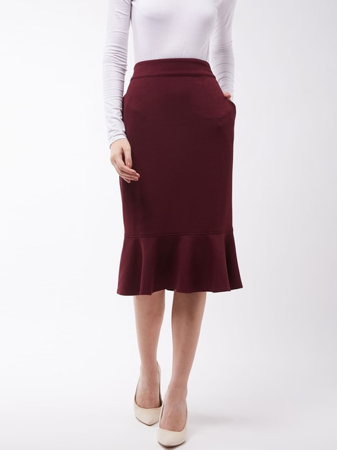 Miss Chase Wine Shift Skirt Price in India