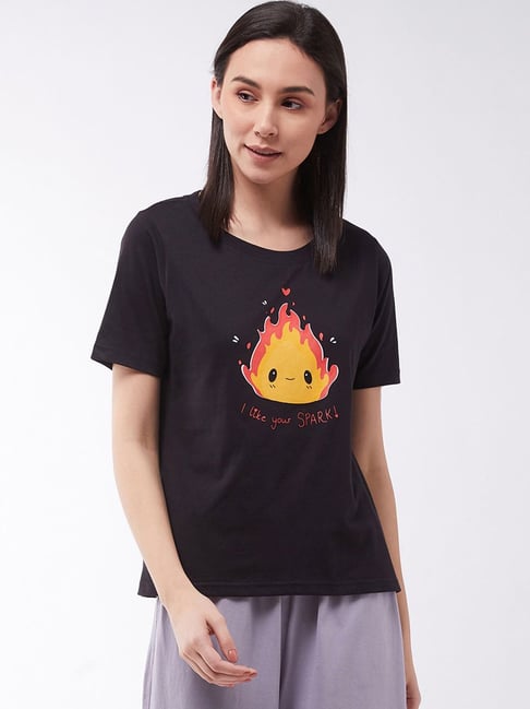 Miss Chase Black Cotton Printed T-shirt-picture-40