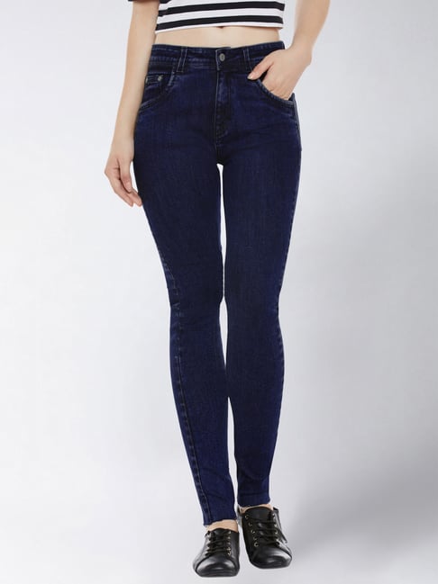 Miss Chase Navy Relaxed Fit Mid Rise Jeans