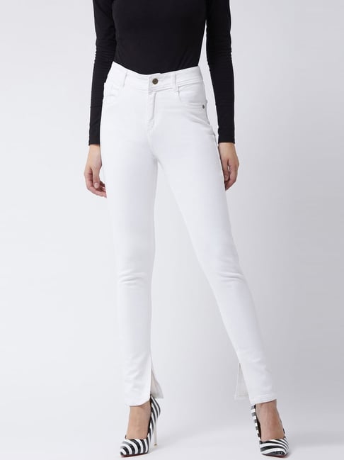 Miss Chase White Skinny Fit Mid Rise Jeans