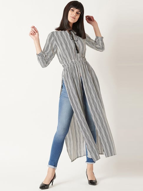 Miss Chase Black & White Striped Tunic Price in India