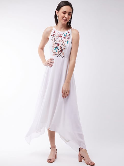Miss Chase White Embellished Maxi Dress Price in India