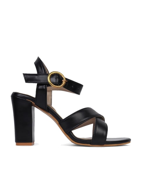 Elle Women's Black Ankle Strap Sandals