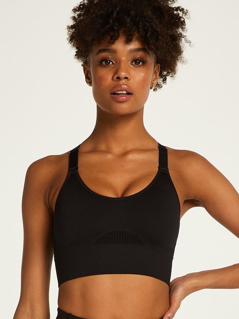Buy Hunkemoller Black Self Design Sports Bra for Women's Online