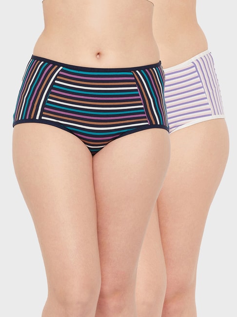 Clovia Multicolor Striped Hipster Panty (Pack Of 2) Price in India