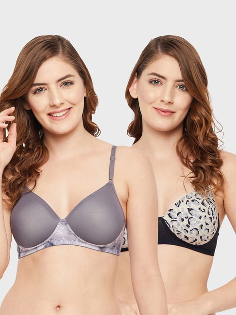 Clovia Multicolor Non Wired Padded T-Shirt Bra (Pack Of 2) Price in India