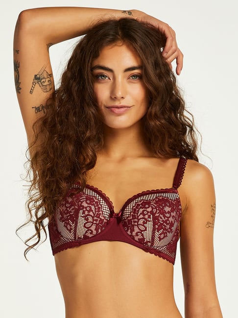 Buy Hunkemoller Maroon Under-Wired Padded Demi Cup Bra for Women's Online @  Tata CLiQ