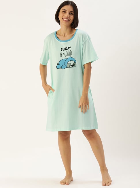 Slumber Jill Blue Printed Nighty