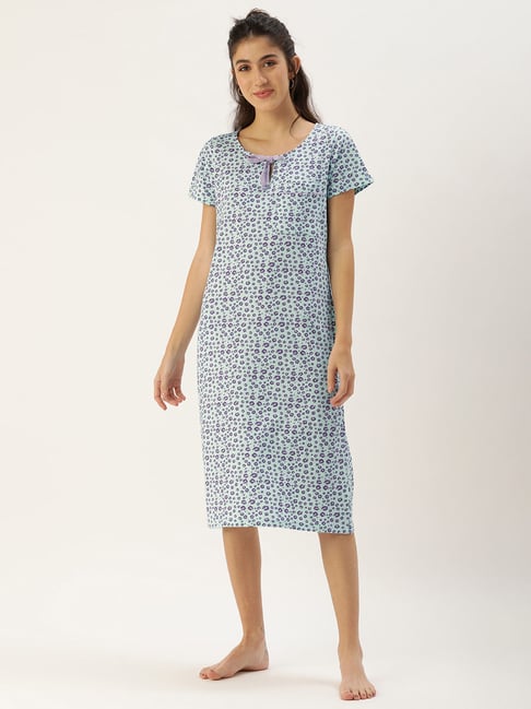 Slumber Jill Blue Printed Nighty