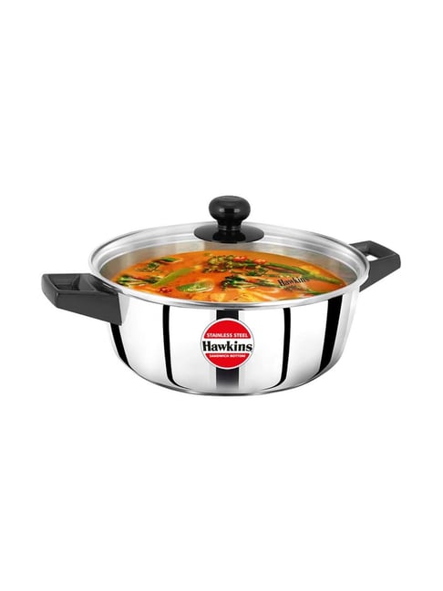 Hawkins Silver Stainless Steel 24 cm Gas Compatible Casserole (3 L) - Set of 1
